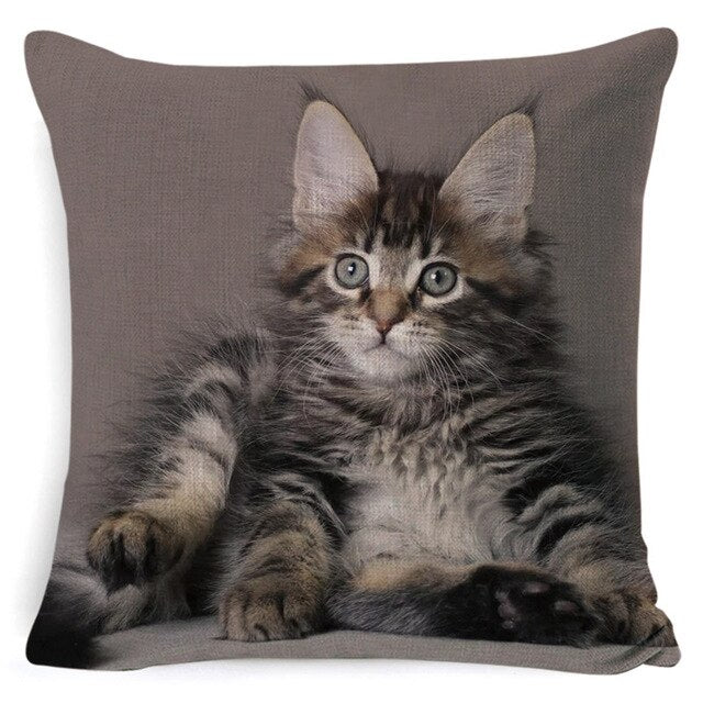 Black Cat Cushion Cover Cotton Linen Square Pillowcase Decorative Pillow