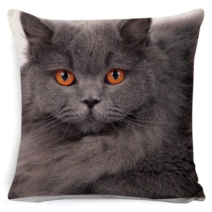 Black Cat Cushion Cover Cotton Linen Square Pillowcase Decorative Pillow