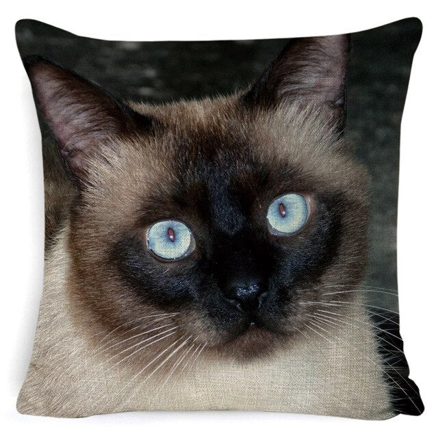 Black Cat Cushion Cover Cotton Linen Square Pillowcase Decorative Pillow