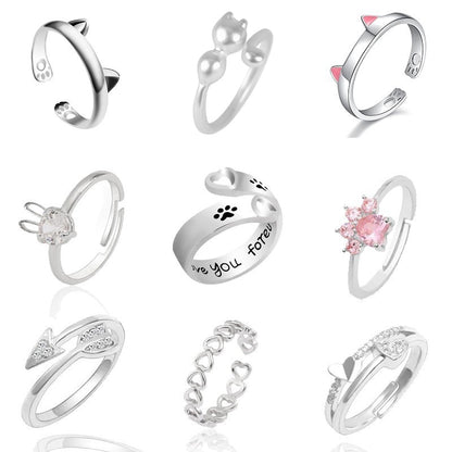 Hot Selling Fashion Women's Ring Pet Dog Paw Cat Ears Angel Wings Bee Rabbit Heart Wedding Ring Animal Jewelry Gift 2020 New