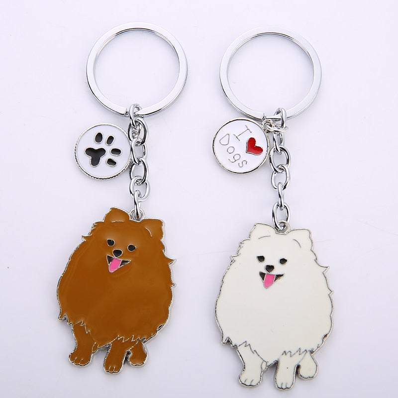 Jewelry Lovely Pomeranian Dog Charm Metal Key Chains