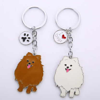 Jewelry Lovely Pomeranian Dog Charm Metal Key Chains