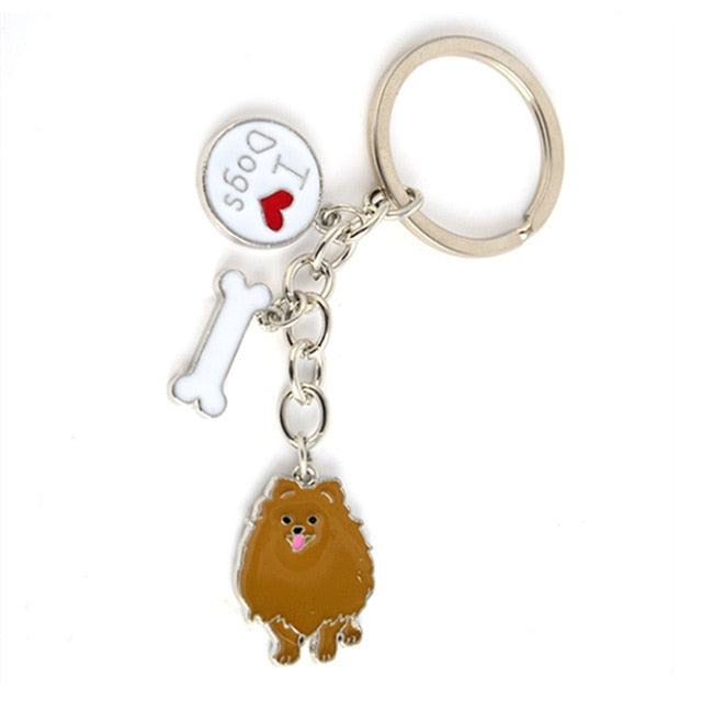 Jewelry Lovely Pomeranian Dog Charm Metal Key Chains