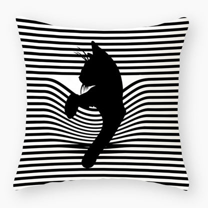 Funny Cute Black Cat Lover Pillowcase Cushion Cover 45*45 Polyester Pillow