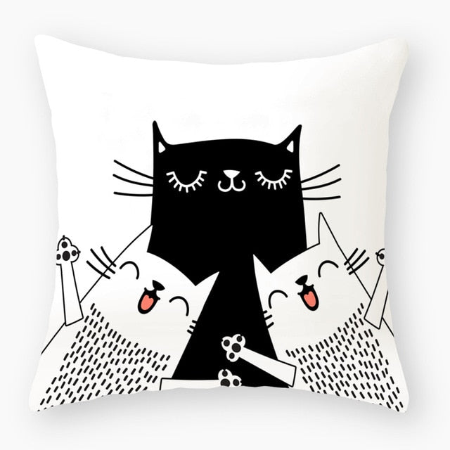 Funny Cute Black Cat Lover Pillowcase Cushion Cover 45*45 Polyester Pillow