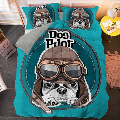 Cartoon Pug Duvet Cover Set Cute Dog 3D Bedding  2/3 Pcs (Single, Twin, Queen, King) Luxury