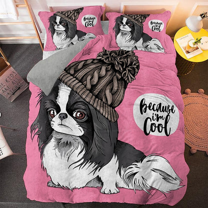 Cartoon Pug Duvet Cover Set Cute Dog 3D Bedding  2/3 Pcs (Single, Twin, Queen, King) Luxury