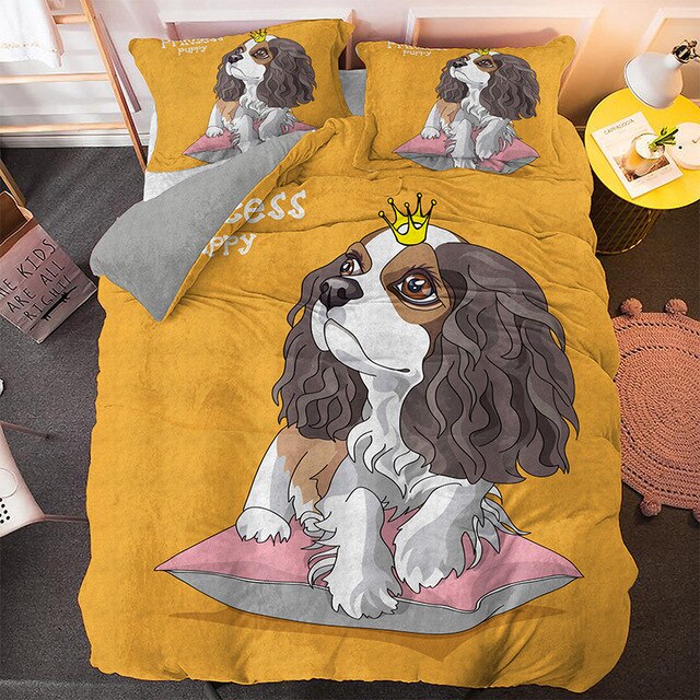 Cartoon Pug Duvet Cover Set Cute Dog 3D Bedding  2/3 Pcs (Single, Twin, Queen, King) Luxury
