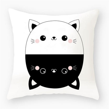 Black & White Cat Sofa Decorative Cushion Cover Pillow Pillowcase (Polyester) Home Decor