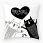 Black & White Cat Sofa Decorative Cushion Cover Pillow Pillowcase (Polyester) Home Decor