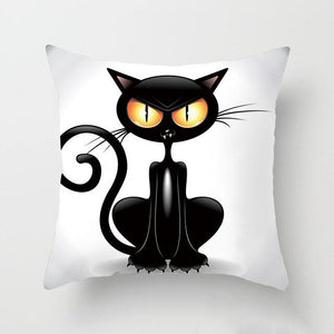 Black Cat Animal Pattern Decorative Cushions Pillowcase Polyester Cushion Cover Throw Pillow Sofa Decoratio