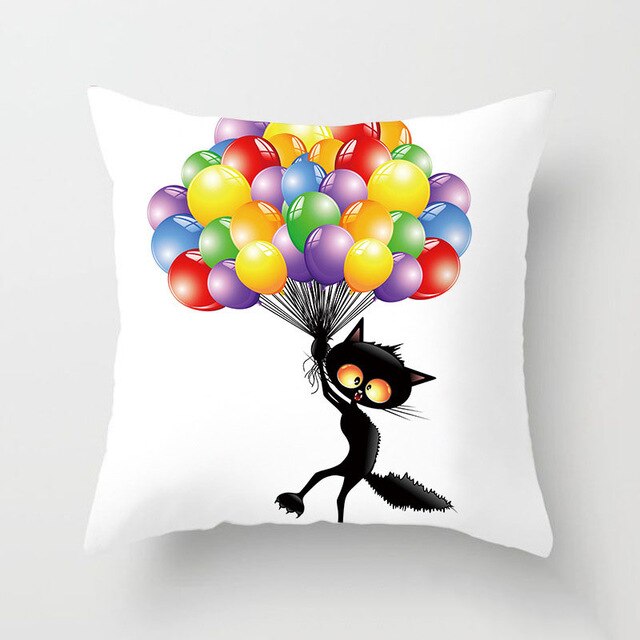 Black Cat Animal Pattern Decorative Cushions Pillowcase Polyester Cushion Cover Throw Pillow Sofa Decoratio