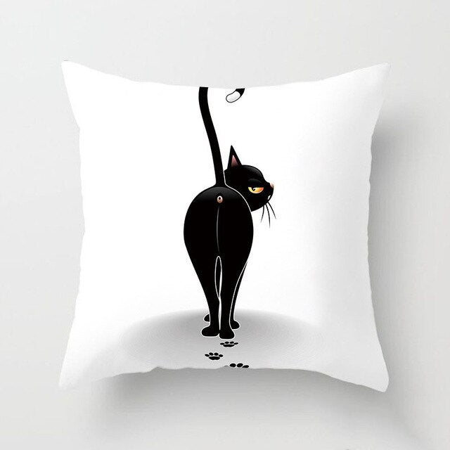 Black Cat Animal Pattern Decorative Cushions Pillowcase Polyester Cushion Cover Throw Pillow Sofa Decoratio