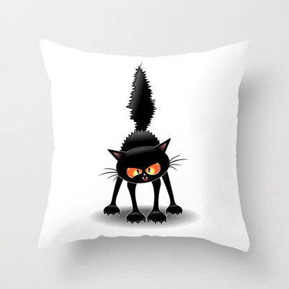 Black Cat Animal Pattern Decorative Cushions Pillowcase Polyester Cushion Cover Throw Pillow Sofa Decoratio