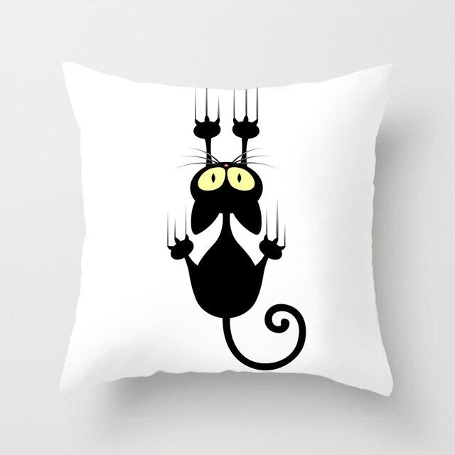 Black Cat Animal Pattern Decorative Cushions Pillowcase Polyester Cushion Cover Throw Pillow Sofa Decoratio