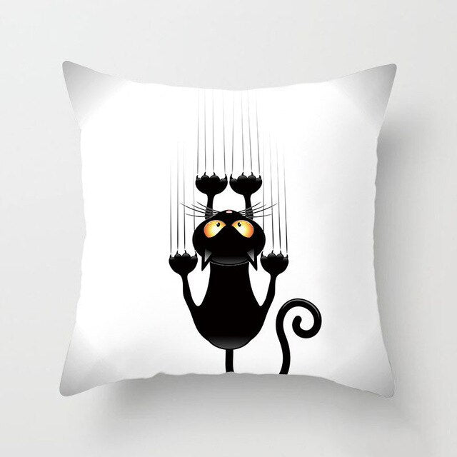 Black Cat Animal Pattern Decorative Cushions Pillowcase Polyester Cushion Cover Throw Pillow Sofa Decoratio
