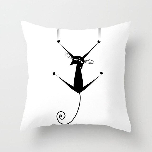 Black Cat Animal Pattern Decorative Cushions Pillowcase Polyester Cushion Cover Throw Pillow Sofa Decoratio