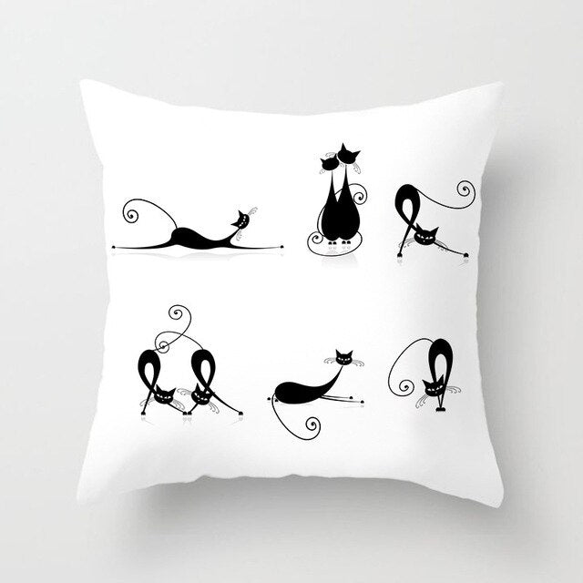 Black Cat Animal Pattern Decorative Cushions Pillowcase Polyester Cushion Cover Throw Pillow Sofa Decoratio