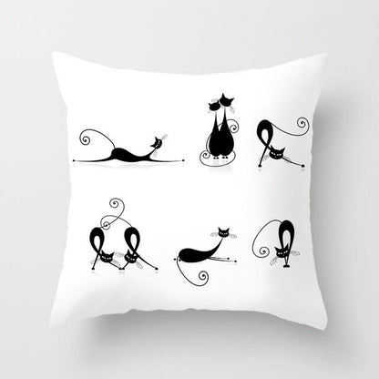 Black Cat Animal Pattern Decorative Cushions Pillowcase Polyester Cushion Cover Throw Pillow Sofa Decoratio