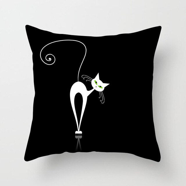 Black Cat Animal Pattern Decorative Cushions Pillowcase Polyester Cushion Cover Throw Pillow Sofa Decoratio