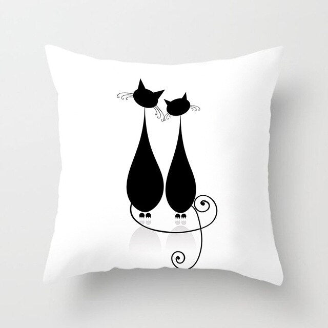 Black Cat Animal Pattern Decorative Cushions Pillowcase Polyester Cushion Cover Throw Pillow Sofa Decoratio