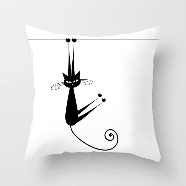 Black Cat Animal Pattern Decorative Cushions Pillowcase Polyester Cushion Cover Throw Pillow Sofa Decoratio