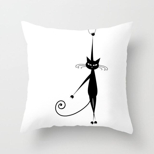 Black Cat Animal Pattern Decorative Cushions Pillowcase Polyester Cushion Cover Throw Pillow Sofa Decoratio
