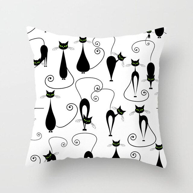 Black Cat Animal Pattern Decorative Cushions Pillowcase Polyester Cushion Cover Throw Pillow Sofa Decoratio