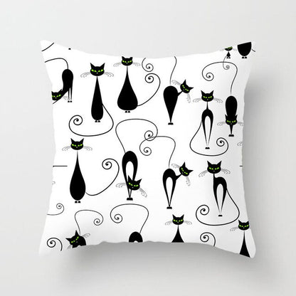 Black Cat Animal Pattern Decorative Cushions Pillowcase Polyester Cushion Cover Throw Pillow Sofa Decoratio