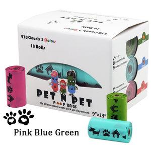 Pet N Pet Biodegradable Dog Poop Earth-Friendly 18 Rolls 270 Counts Multi-Colored Lavender Scented Waste Bags