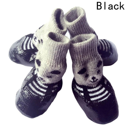 4 Pcs Cute Cotton Rubber Pet Dog Waterproof Non-slip Rain or Snow Boots