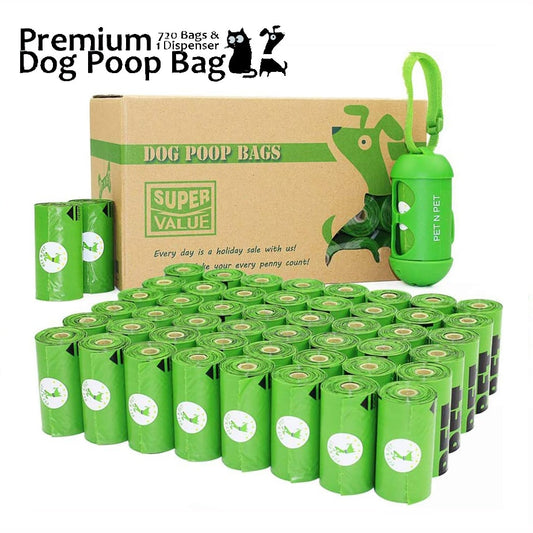 Pet N Pet Biodegradable Dog Poop Earth-Friendly 360/720 Counts 24/48 Rolls 15 Micron Green Cat Waste Bag