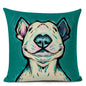 Decorative Bull Terrier Cushion Cover Cute Dog Printed Linen Pillows 45x45cm (Home Decor)