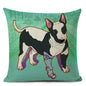 Decorative Bull Terrier Cushion Cover Cute Dog Printed Linen Pillows 45x45cm (Home Decor)