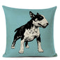 Decorative Bull Terrier Cushion Cover Cute Dog Printed Linen Pillows 45x45cm (Home Decor)