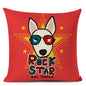 Decorative Bull Terrier Cushion Cover Cute Dog Printed Linen Pillows 45x45cm (Home Decor)