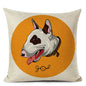 Decorative Bull Terrier Cushion Cover Cute Dog Printed Linen Pillows 45x45cm (Home Decor)
