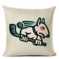 Decorative Bull Terrier Cushion Cover Cute Dog Printed Linen Pillows 45x45cm (Home Decor)
