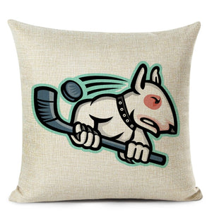 Decorative Bull Terrier Cushion Cover Cute Dog Printed Linen Pillows 45x45cm (Home Decor)