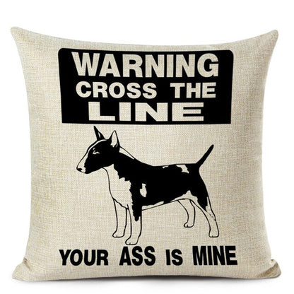 Decorative Bull Terrier Cushion Cover Cute Dog Printed Linen Pillows 45x45cm (Home Decor)