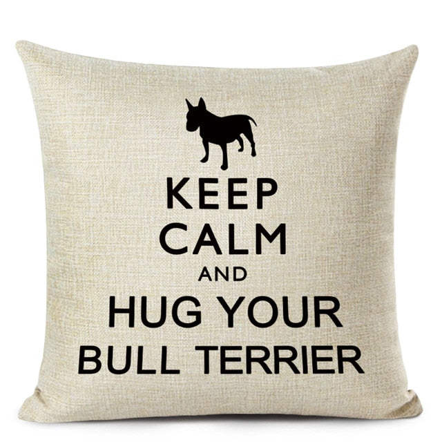 Decorative Bull Terrier Cushion Cover Cute Dog Printed Linen Pillows 45x45cm (Home Decor)