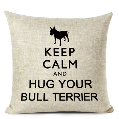 Decorative Bull Terrier Cushion Cover Cute Dog Printed Linen Pillows 45x45cm (Home Decor)