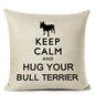 Decorative Bull Terrier Cushion Cover Cute Dog Printed Linen Pillows 45x45cm (Home Decor)