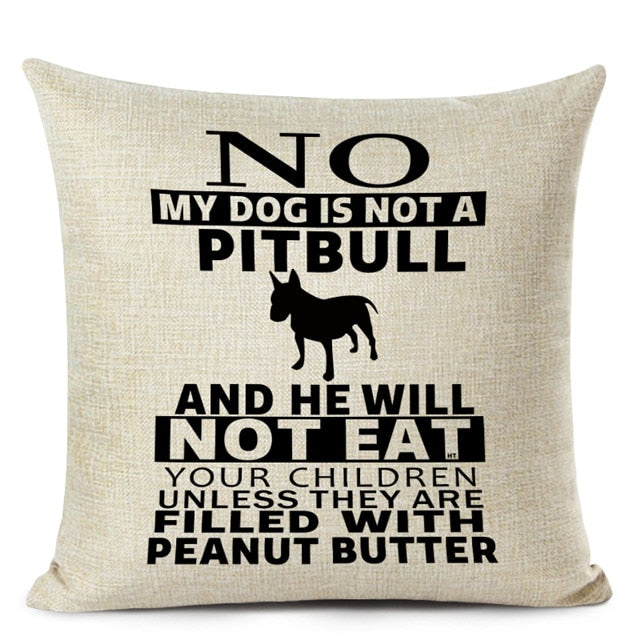 Decorative Bull Terrier Cushion Cover Cute Dog Printed Linen Pillows 45x45cm (Home Decor)