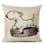 Decorative Bull Terrier Cushion Cover Cute Dog Printed Linen Pillows 45x45cm (Home Decor)