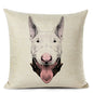 Decorative Bull Terrier Cushion Cover Cute Dog Printed Linen Pillows 45x45cm (Home Decor)