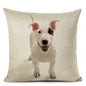 Decorative Bull Terrier Cushion Cover Cute Dog Printed Linen Pillows 45x45cm (Home Decor)