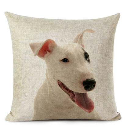 Decorative Bull Terrier Cushion Cover Cute Dog Printed Linen Pillows 45x45cm (Home Decor)