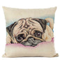 Hand-Painted Dog Decorative Pillow Cover Cute Bulldog Linen Pillowcase