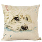 Hand-Painted Dog Decorative Pillow Cover Cute Bulldog Linen Pillowcase